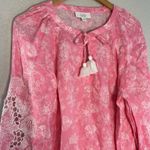 Charter Club NEW  Linen Pink Top Butterfly Crochet Cutout Summer Vacation Tassels Photo 1