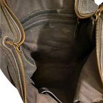 Lucky Brand Gray Brown Snakeskin pocket canvas Denim Leather Strap Tote Bag Photo 5