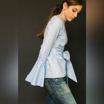 Ann Mashburn  Gingham Long‎ Bell Sleeves Wrap Blouse Size XS Photo 8