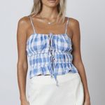 Cotton Candy LA Blue Gingham Tie Top Photo 0