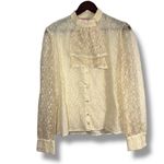 Vintage 1 Park Ave Cream Lace Coquette Union Made Button Down Shirt Size XL Photo 1