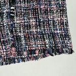 Loft Ann Taylor NWT Size 14 Blue & Pink Tweed Fringe Trim Straight Pencil Skirt Photo 2