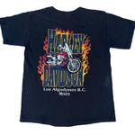 Harley Davidson Vintage 90s  Fire Flame Mexico Biker Black Graphic T-shirt Photo 0
