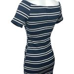 ASTR The Label Women's Blue Striped Boat Neck Short Sleeve Mini Bodycon Dress M Photo 1