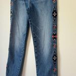 Driftwood Gizelle Aztec Embroidered Girlfriend Slim Jeans Size 28 Medium Wash Photo 4