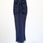Halston Heritage NWT  Sleeveless High Neck Fitted Ruching Dress Gown Navy 8 Photo 13