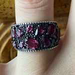 Raspberry Rhodolite Garnet Black Spinel Sterling Silver Ring Size 6 Red Photo 0