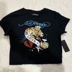 Ed Hardy  Black Tee with Tiger and Love Banner Photo 0
