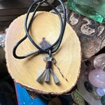 Horseshoe Nail Pendant Leather Cord Necklace Silver Photo 0
