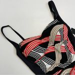 La Blanca Swimsuit One Piece Bustier Style Padded Ruching Geometric Black Red Photo 1