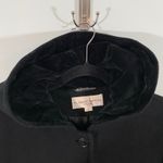 Vtg Albert Nipon Women Black Wool Button Up Maxi Velvet Lined Hood Pea Coat Sz 6 Photo 4