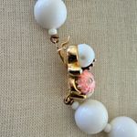 Vintage Mother of Pearl & Crystal Necklace with Pink Enamel Accents Photo 4
