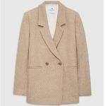 ANINE BING ππ Tweed Double Breasted Fishbone Blazer ~ Tan & Cream XL Photo 10