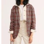 Free People Red Combo Simply Plaid Blazer Oversized Brown GUC Menswear Style XS Photo 2