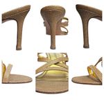 Vintage Ellen Tracy Heel Sandals Strappy Gold Metallic US 9 M Casual Formal 90s Photo 14