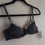 Forever 21 Blue and White Denim Lace Trim Swim Bra Photo 2