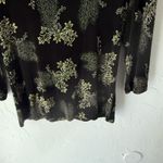 Dress Barn  Shirt Y2k Medium Black Gold Floral Print 3/4 Sleeve Stretch Top Grunge Photo 2