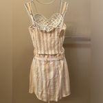 Hollister Two Piece Tank Top and Skirt Set, White and Gold Stripe, Size M Photo 4