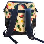 Lands' End  Large Canvas Coated Fruit Print Backpack Navy Trim Insulated CoolerBag Photo 1