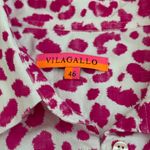 Vilagallo Women’s Animal Print Bright Pink Button Down Blouse | 46 (US 12) Photo 3