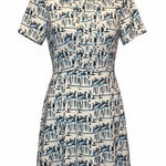 Tory Burch  Figurine Stretch Poplin Shirtdress Abstract Blue White Navy 8 Photo 0