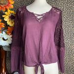 Mudd Lace Bell Sleeved Cropped Tie Front | SMALL | Photo 0