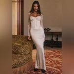 House Of CB  S D-DD‎ 'Perdi' Vintage Ivory Satin Maxi Dress NWOT Photo 11