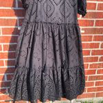 O.P.T. Black Cotton Eyelet Embroidered Midi Dress Tiered Medium Photo 5