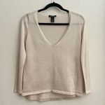 White House | Black Market  V-Neck Metallic Shimmer Long Sleeve Sweater Blouse XS Photo 2