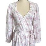 Vintage 80s Pinehurst Victorian Style Floral Cotton lingerie Robe Size S Pink Photo 9