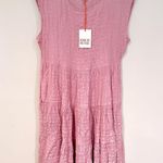 Knox Rose Cap Short Sleeve A-Line Tiered Gauze Mini Dress Women's Small Pink NWT Photo 1