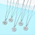 Silver Initial Crystal Pendant Necklace A Photo 3