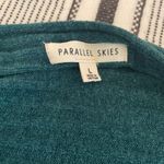Parallel Skies Ribbed Knit Boat Neck 3/4 Sleeve Top Large Button Y2K Soft Layers Green Photo 1