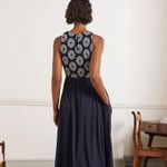 Boden Crochet Jersey Midi Dress Women's 8 Navy Feminine Dainty Boho Hippie Blue Photo 2