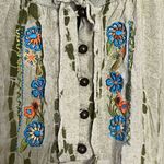 Vanity Green Puff Sleeve Ruched Blouse Size M Photo 2