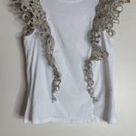 Veronica Beard Shirt Womens XS White Eyelet Ruffle Sleeve Embroidered Top Photo 2