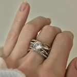 Boutique 6 Shank Mixed Metals Glam Criss Cross Ring “Lorenzia” Engagement Statement Fashion Jewelry Photo 0