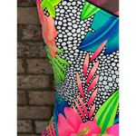 Jantzen Sassafras one piece swimsuit floral highcut dayglow green hot pink orange bright Photo 4