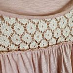 easel  100% Cotton Pink Lightweight Flowy Lace Detail Kimono Sleeve Blouse Size S Photo 2