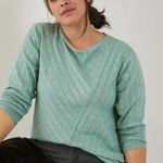 Anthropologie Maeve Devine Sweater Tunic Top Mint Green Knit Soft Ribbed Medium Photo 0