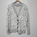 Everlane ‎  Wonens Oversized Alpaca Tiger Jacquard Cardigan  White/Gray Sz S NWT Photo 3