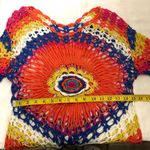 2000s Y2K Retro Boho crochet hippie indie colorful top blouse off shoulder long sleeves floral flower Size S Photo 3