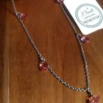 Rose Color Swarovski Crystal Sterling Silver Necklace Photo 0