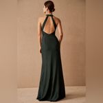 BHLDN Lennox Halter Open-Back Side-Slit Stretch Crepe Gown in Dark Emerald Photo 3