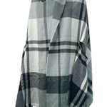 Source Unknown Shawl Vest with arm holes pockets Window Pane plaid oversized black gray white Photo 0