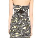 Veronica Beard Traffic Stripe Strapless Bodycon Mini Dress White/Black/Yellow 4 Photo 1