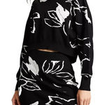 Ted Baker  NWT‎ Black Ruthii Print Cropped Sweatshirt Size 2 (6 Equivalent) Photo 0