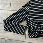 Topshop Black and White Fitted Tie Front Crop Top Photo 3