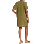 Madewell  Novel Dress Size Small Olive Green Crepe Short Sleeve Mini Dress Preppy Photo 3