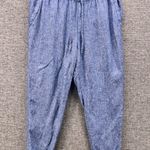 Old Navy Womens Pants Size Large Summer Travel Linen Blue Drawstring Waist Ankle Photo 0